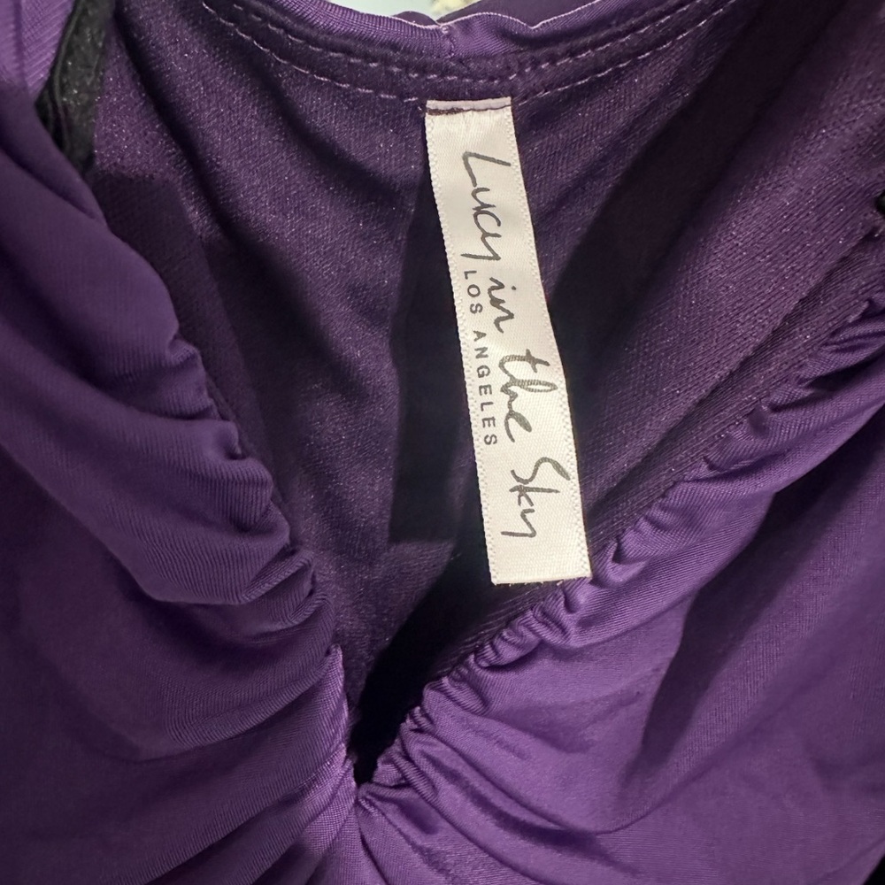 Lucy in the Sky- Elegant Purple Ruched Dress-Size Medium - Picture 2 of 2